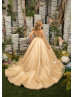 Gold Sparkle Tulle Beaded Belt Flower Girl Dress